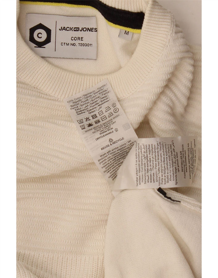 JACK & JONES Herre Core Crew Neck Jumper Sweater Medium Off White Bomuld
