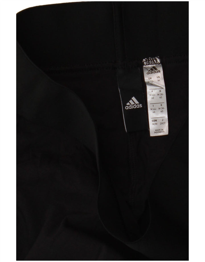 ADIDAS Womens Leggings UK 12 /14 Medium  Black Colourblock Cotton