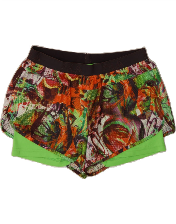 FILA Womens Abstract Pattern Sport Shorts UK 10 Small  Multicoloured Vintage Fila and Second-Hand Fila from Messina Hembry 