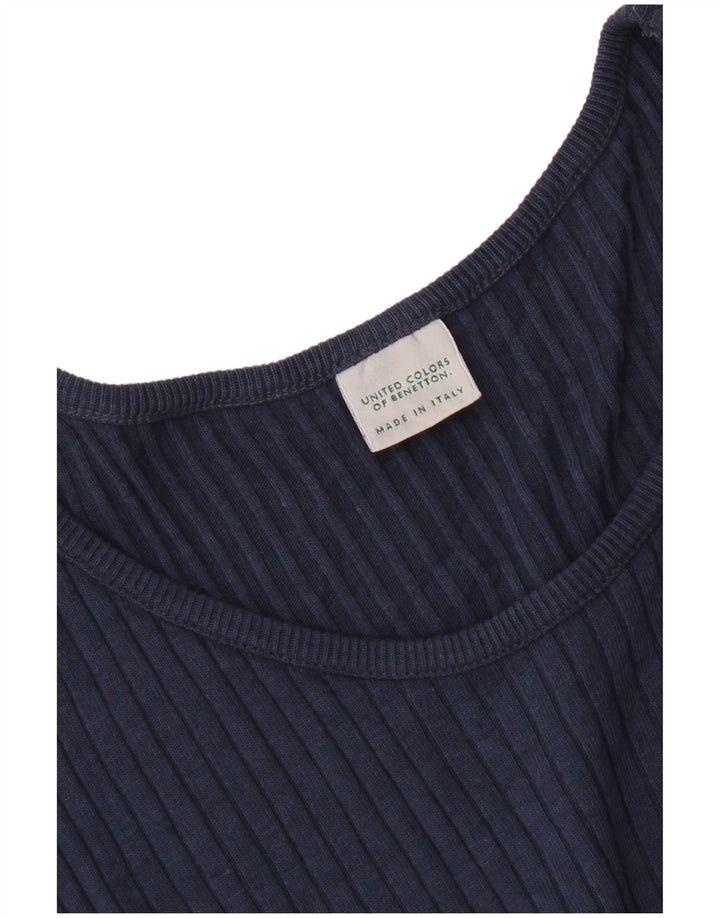 Benetton Dame T-Shirt Top UK 12 Medium Navy Blue