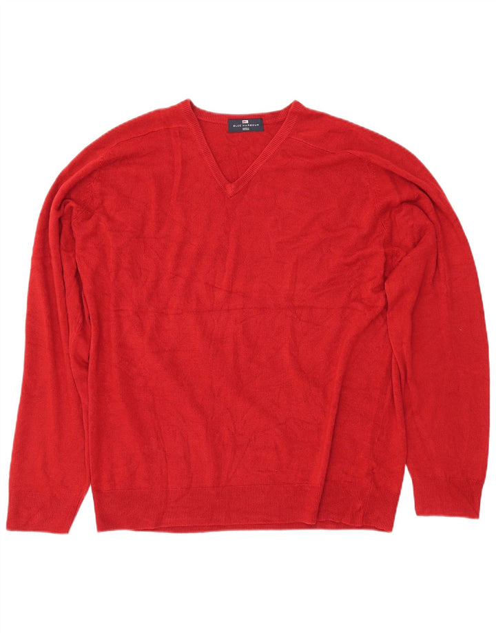 MARKS & SPENCER Herre Blue Harbor V-hals sweater Stor rød akryl