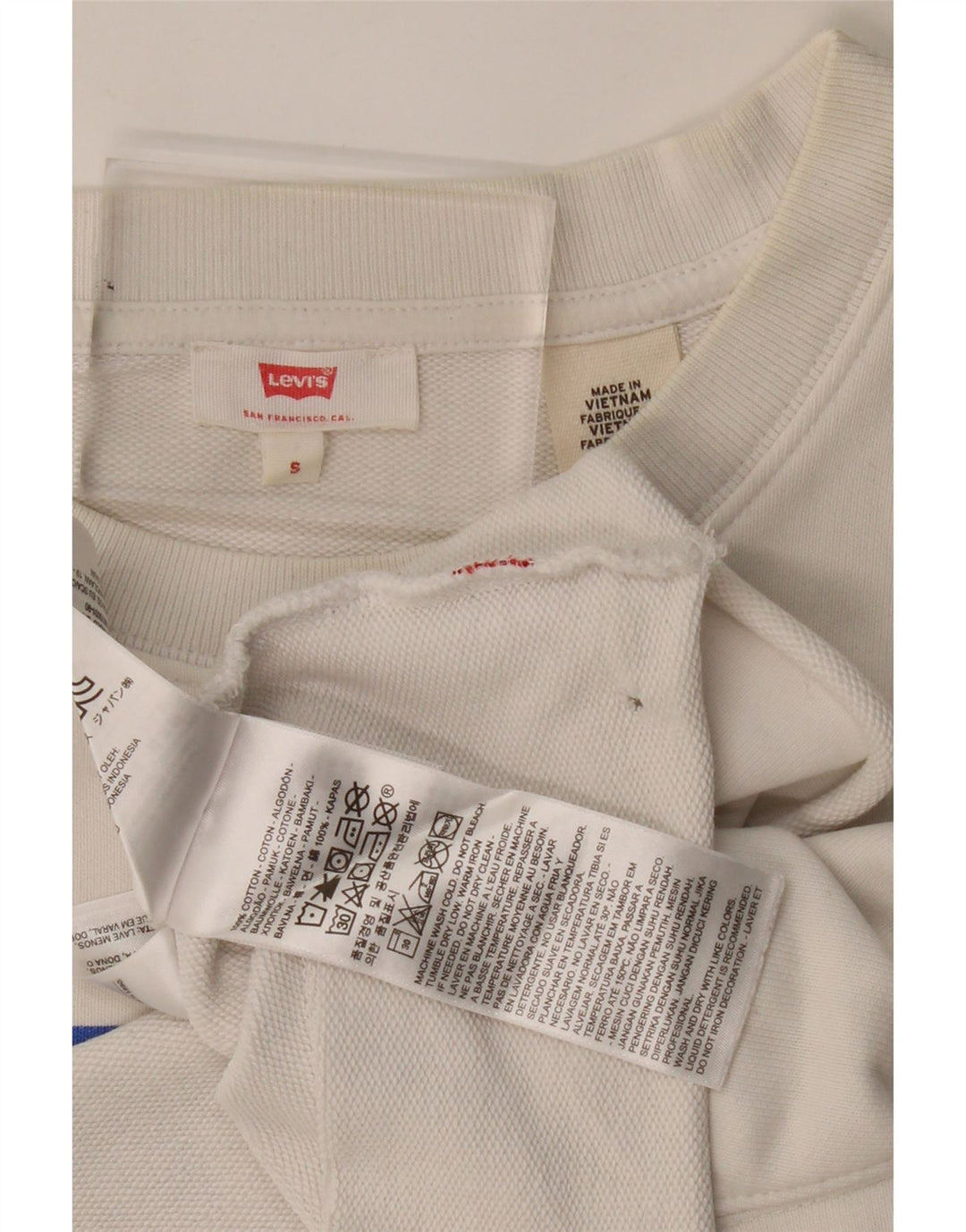 Levi's Dame Oversized Grafisk Crop Sweatshirt Jumper UK 10 Small White