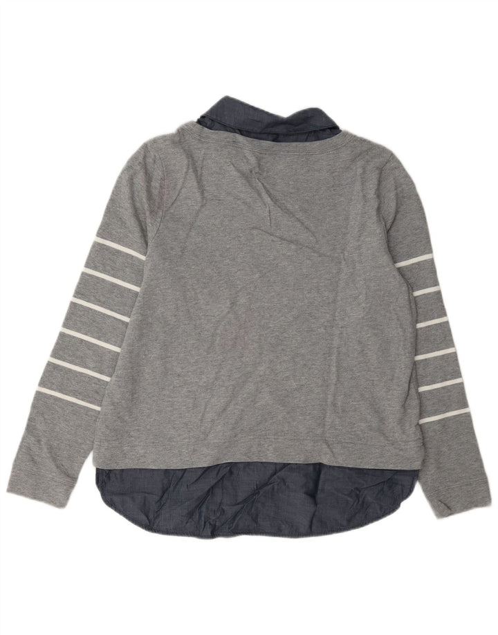 Tommy Hilfiger Dame Sweatshirt Jumper UK 14 Mellem grå stribet bomuld