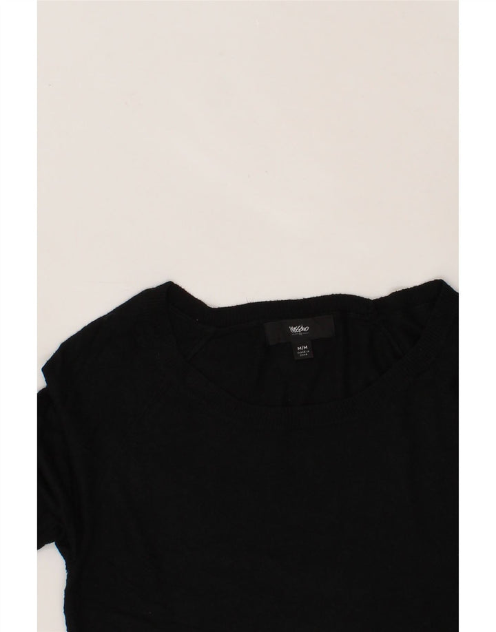 MOSSIMO Womens Boat Neck Jumper Sweater UK 12 Medium Black Nylon Vintage Mossimo and Second-Hand Mossimo from Messina Hembry 