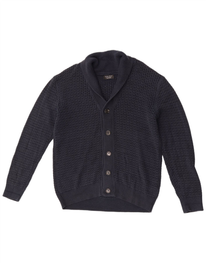 Zara Herre Cardigan Sweater Large Navy Blue