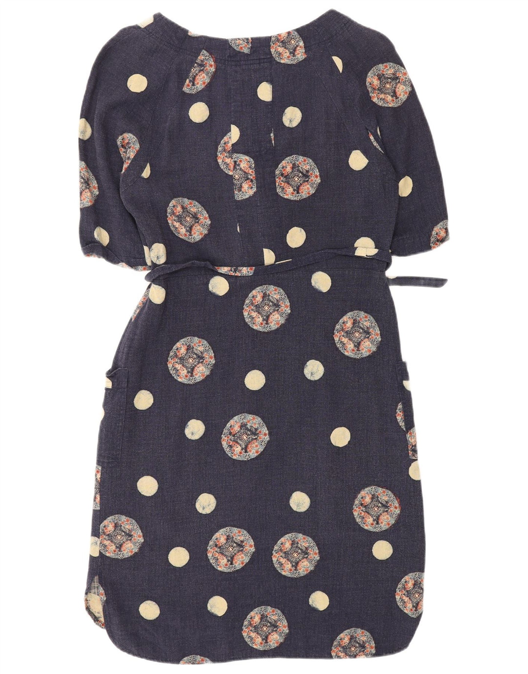 White Stuff Womens Sheath Dress UK 8 Small Navy Blue Polka Dot Cotton