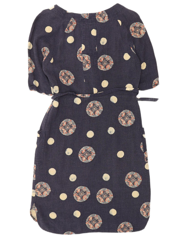 White Stuff Womens Sheath Dress UK 8 Small Navy Blue Polka Dot Cotton