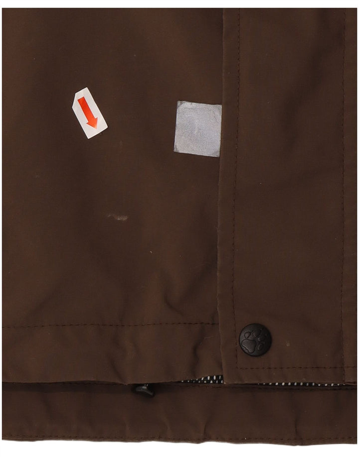 JACK WOLFSKIN Boys Graphic Rain Jacket 15-16 Years Brown Colourblock