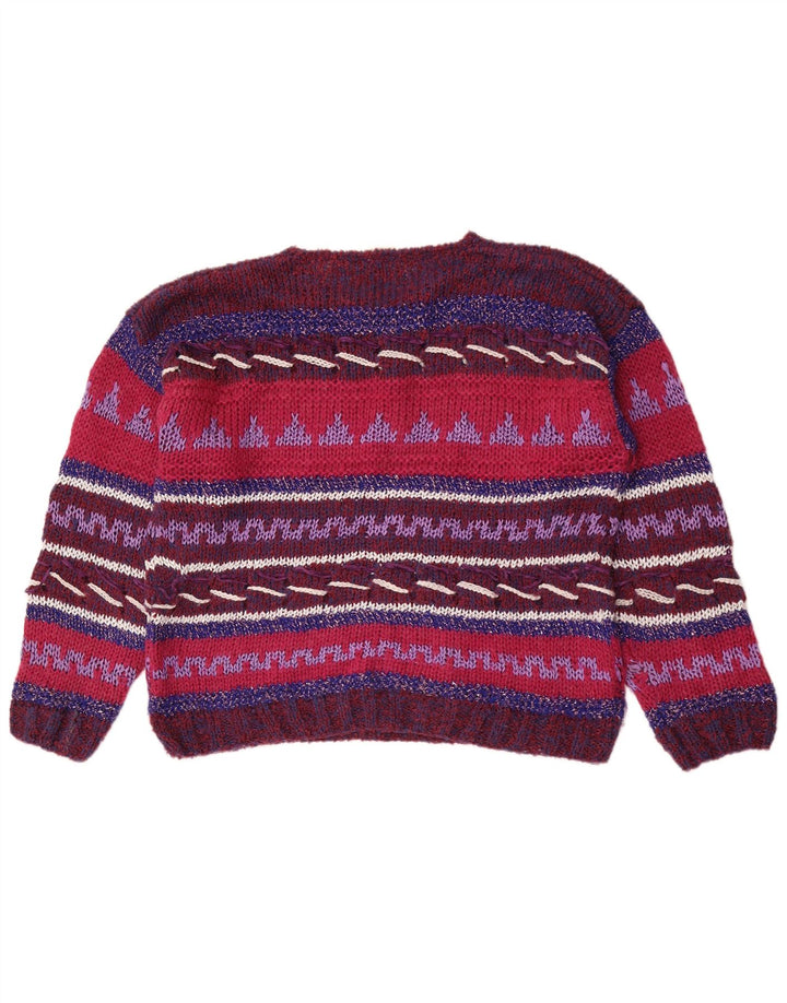 Vintage dame sweater med rund hals IT 44/46 medium flerfarvet