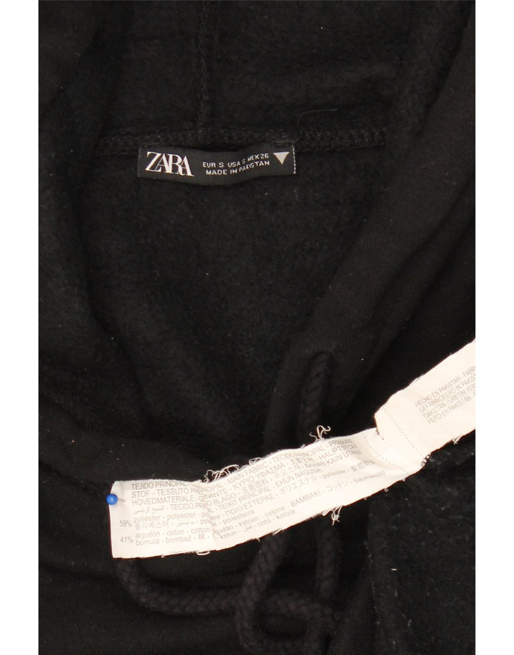 Zara Dame Oversized Hoodie Jumper UK 10 Small Black Polyester