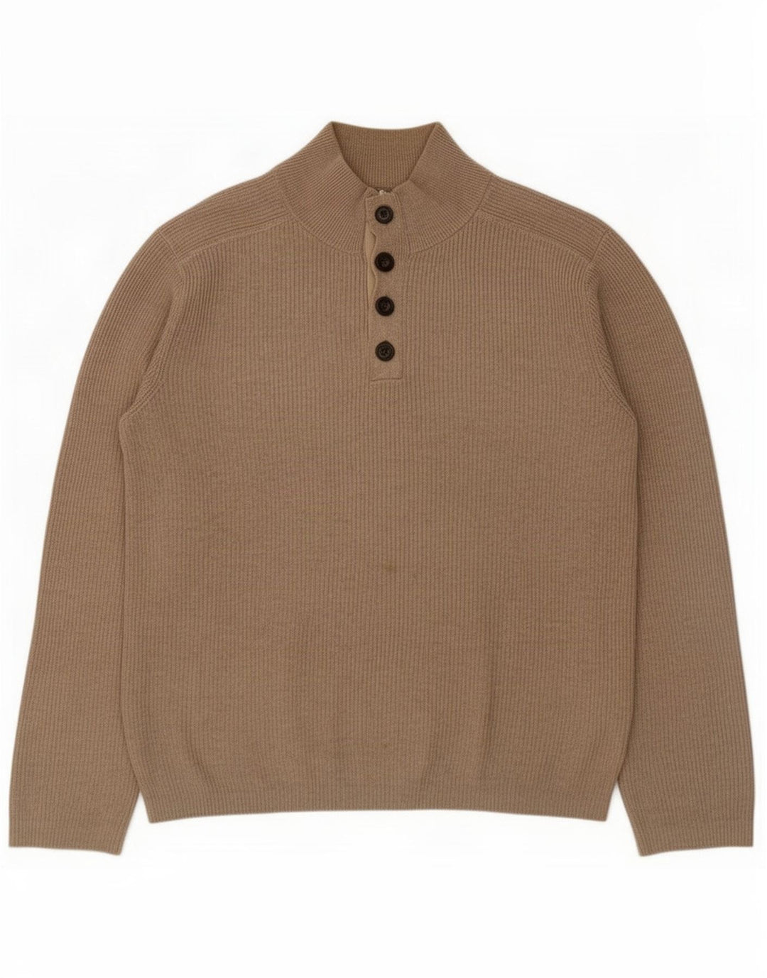 Gap Herre Button Neck Jumper Sweater Medium Beige Bomuld