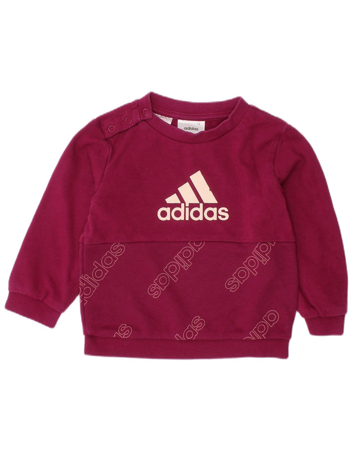 ADIDAS grafisk sweatshirt til babypiger 9-12 måneder Bourgogne bomuld