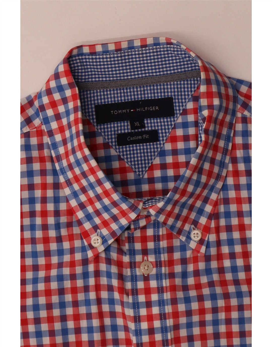 Tommy Hilfiger Kortærmet Herre Custom Fit skjorte XL Rød Gingham