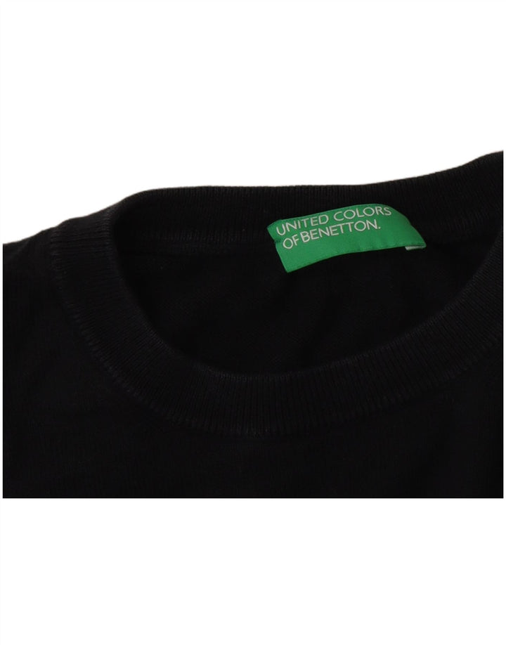 Benetton Herre Crew Neck Jumper Sweater Medium Black Classic