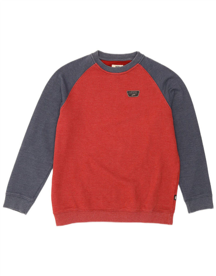 VANS Dame Sweatshirt Jumper UK 18 XL Rød Colourblock Bomuld