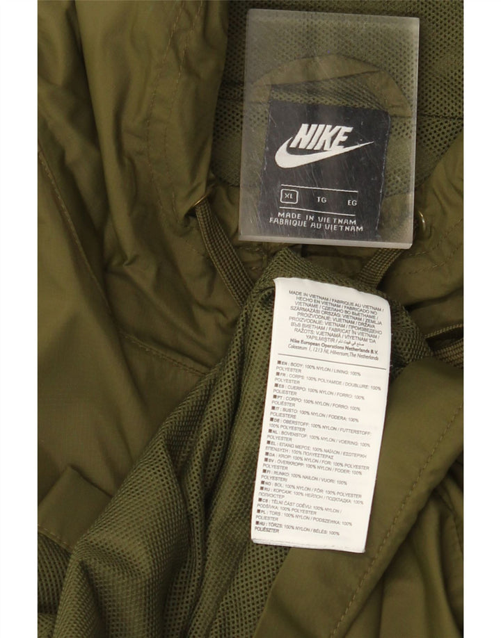 NIKE Regnjakke med hætte til mænd UK 42 XL Khaki Nylon