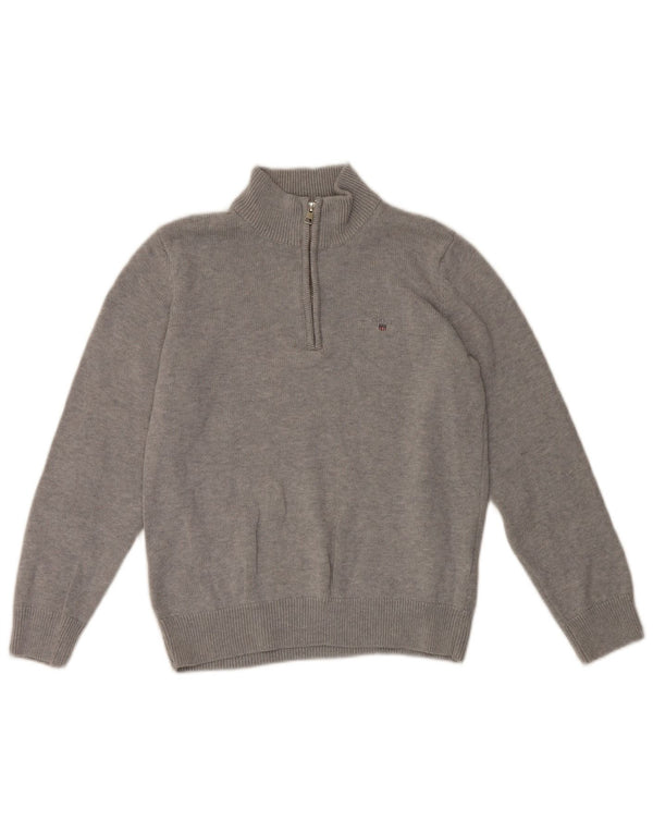 Gant Boys Zip Neck Jumper Sweater 11-12 År Grå Bomuld