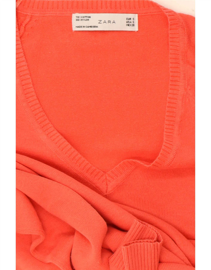 Zara Dame V-hals sweater UK 10 Lille Rød