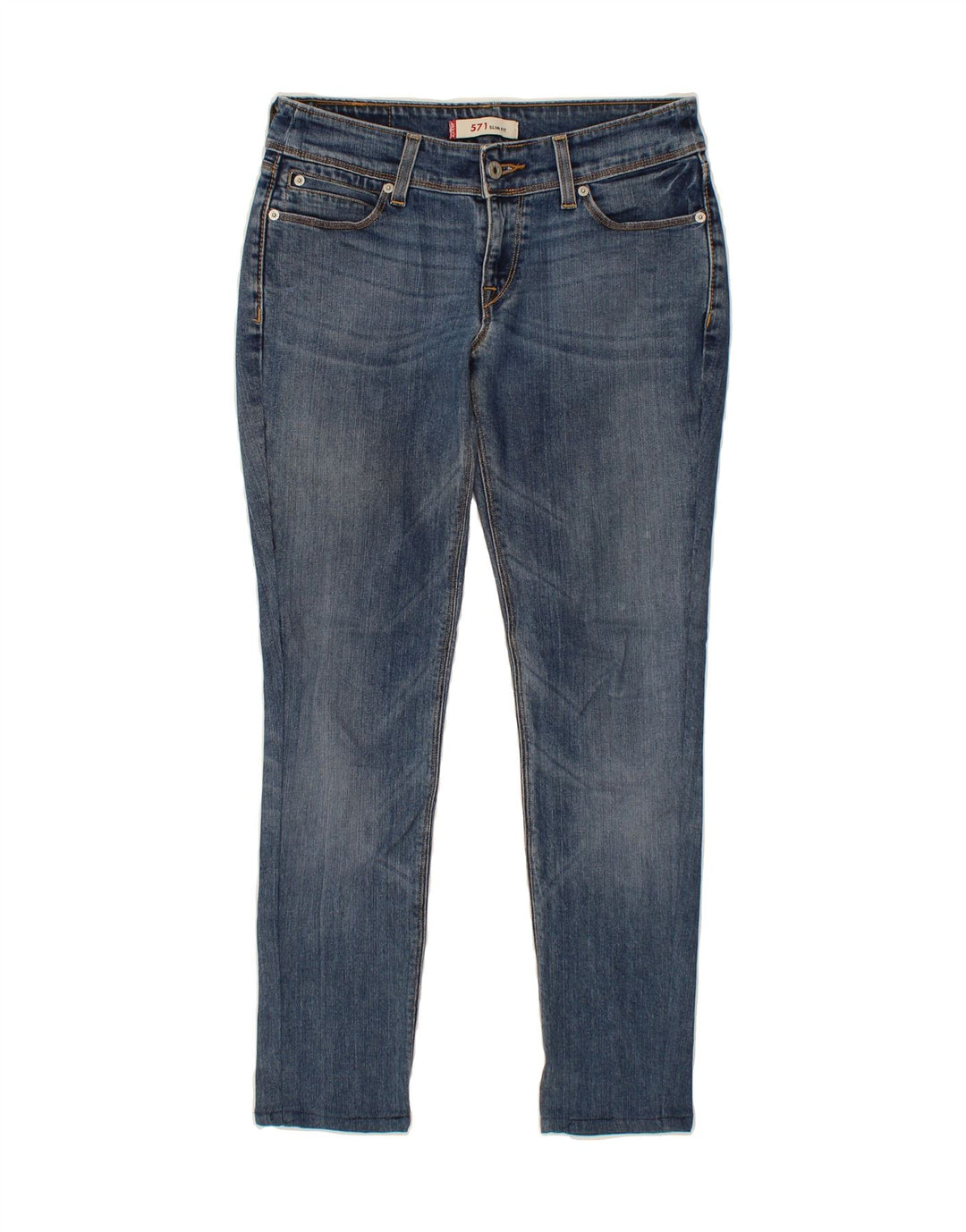 LEVI'S Womens 571 Slim Jeans W30 L29 Blue Cotton Vintage Levi's and Second-Hand Levi's from Messina Hembry 
