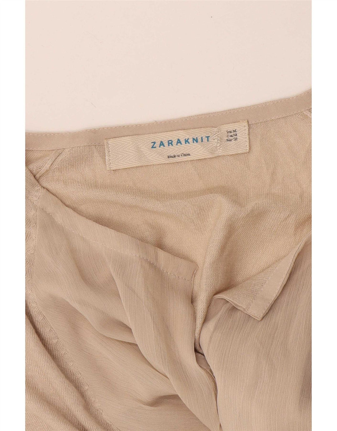 Zara Dame Langærmet Cardigan Top UK 12 Medium Beige