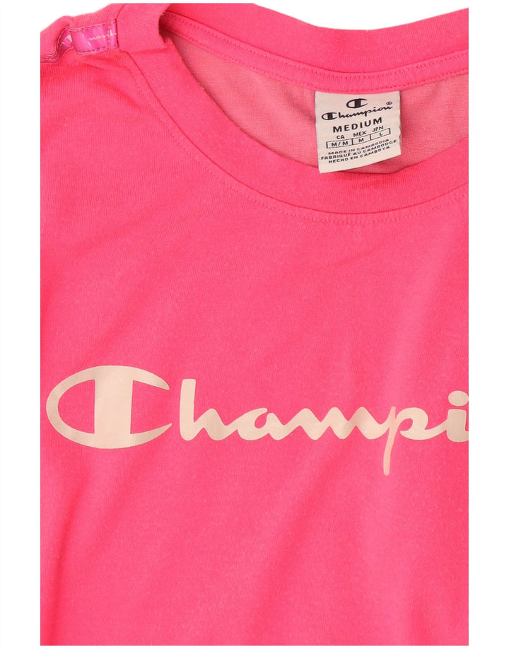 Champion Dame Grafisk T-Shirt Top UK 14 Medium Pink