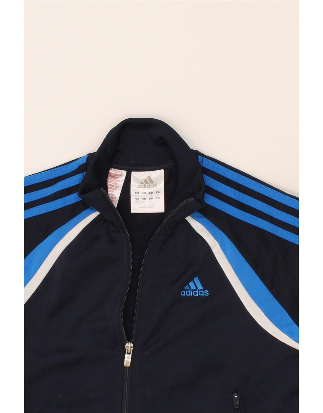 ADIDAS Boys Tracksuit Top Jacket 9-10 Years Navy Blue Polyester Vintage Adidas and Second-Hand Adidas from Messina Hembry 