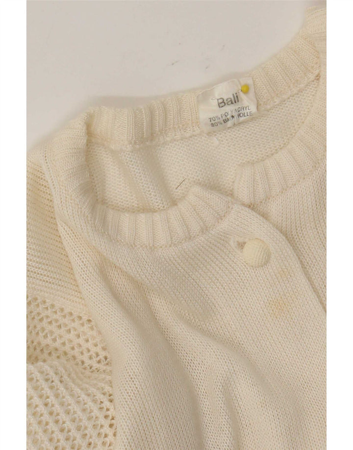 Vintage dame cardigan sweater IT 46 Large Off White Polyacrylic
