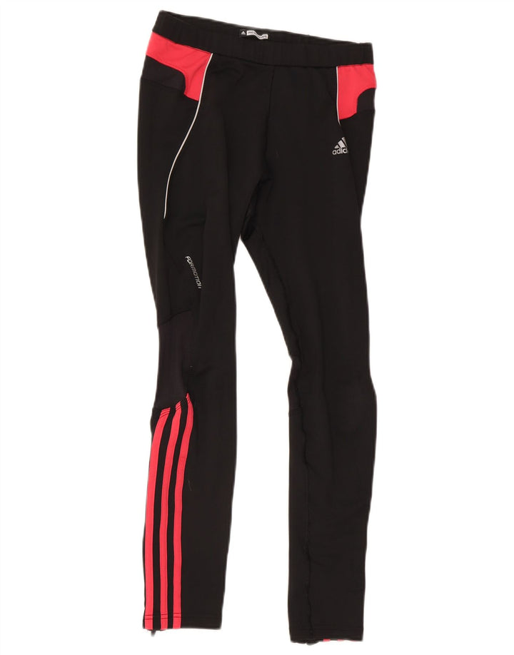 Adidas Womens Leggings UK 12 Medium Black Colourblock Polyester