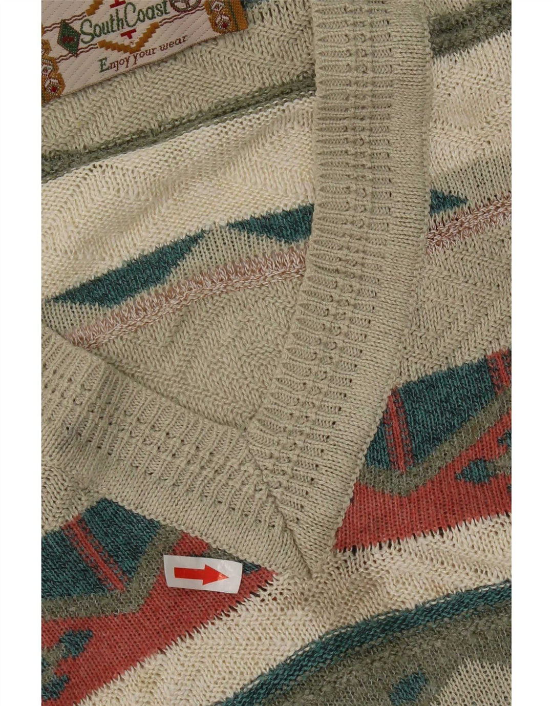 South Coast Herre Regular Fit Jumper Sweater Stor Beige Geometrisk Retro