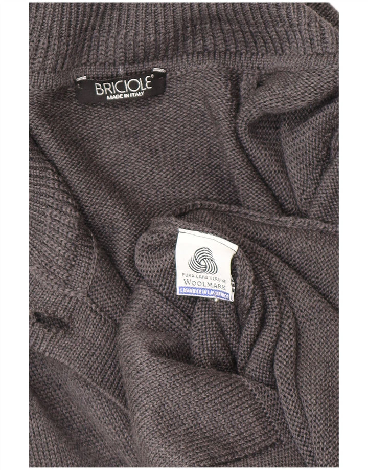 Dame Longline Cardigan Sweater UK 14 Medium Grey Virgin Wool