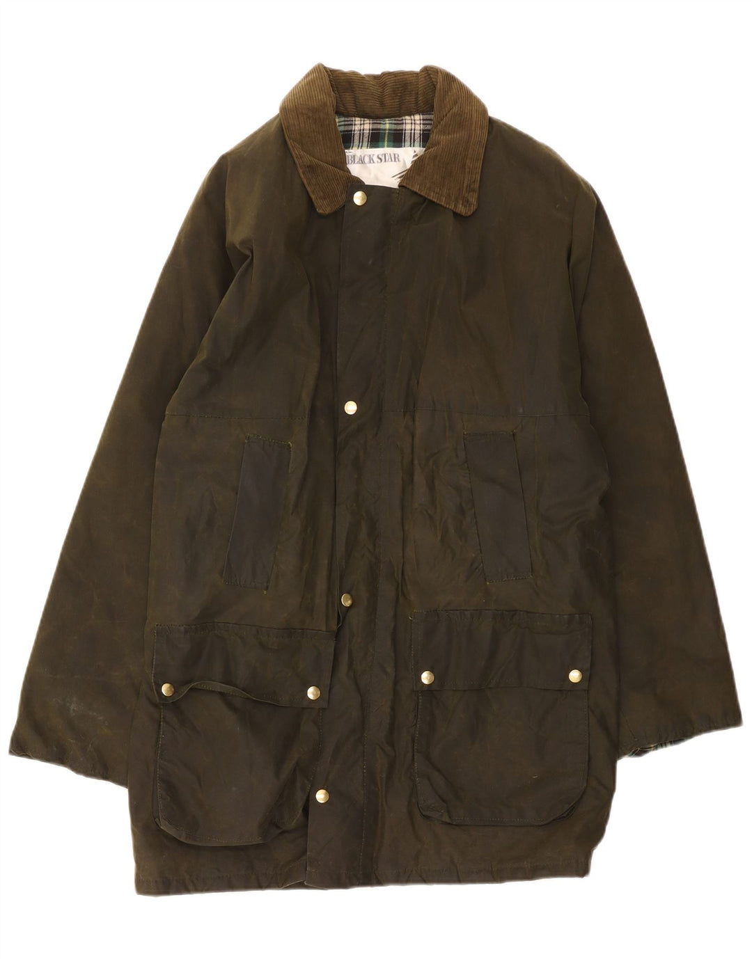 Vintage herre vokset bomuldsfrakke UK 38 Medium Khaki