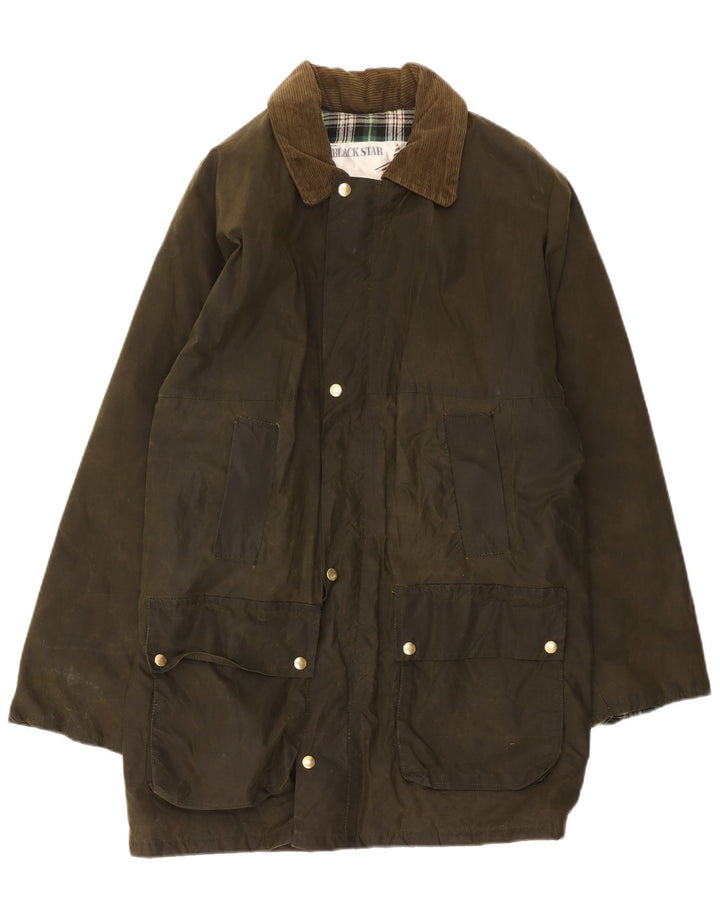 Vintage herre vokset bomuldsfrakke UK 38 Medium Khaki