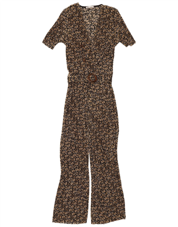 Zara Dame Jumpsuit UK 10 Small Black Floral