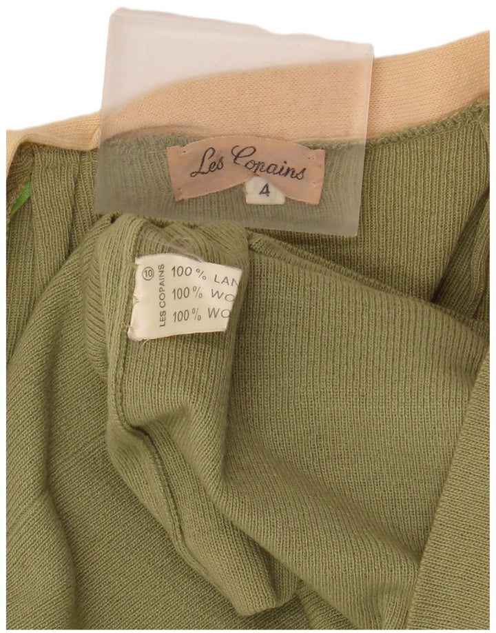 LES COPAINS Dame cardigan sweater UK 4 XS Khaki Wool
