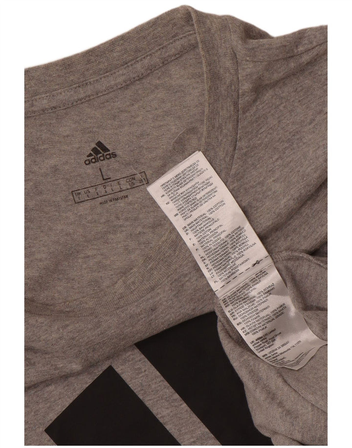 ADIDAS Grafisk T-shirt top til mænd, stor grå bomuld