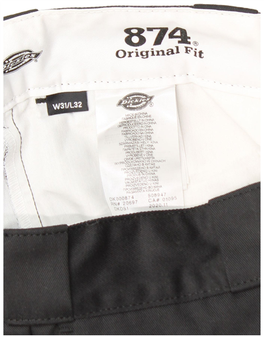 DICKIES Herre 874 Original Fit Straight Chino Bukser W31 L32 Sort Bomuld