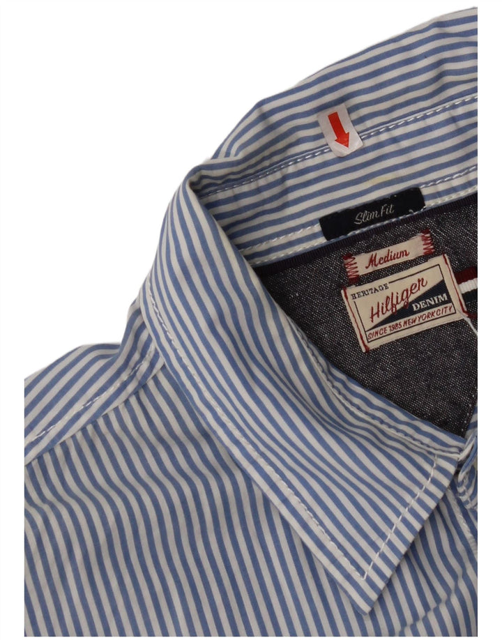 TOMMY HILFIGER Herre Slim Fit skjorte Medium blå stribet bomuld