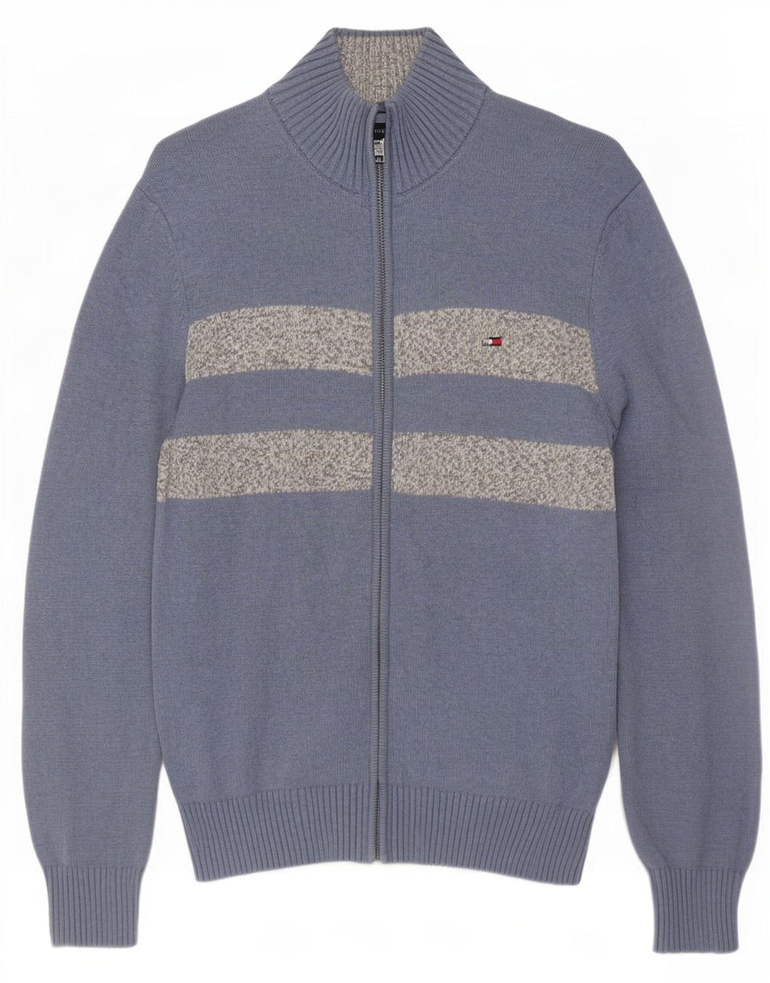Tommy Hilfiger Herre Cardigan Sweater Medium Blue Colourblock Bomuld