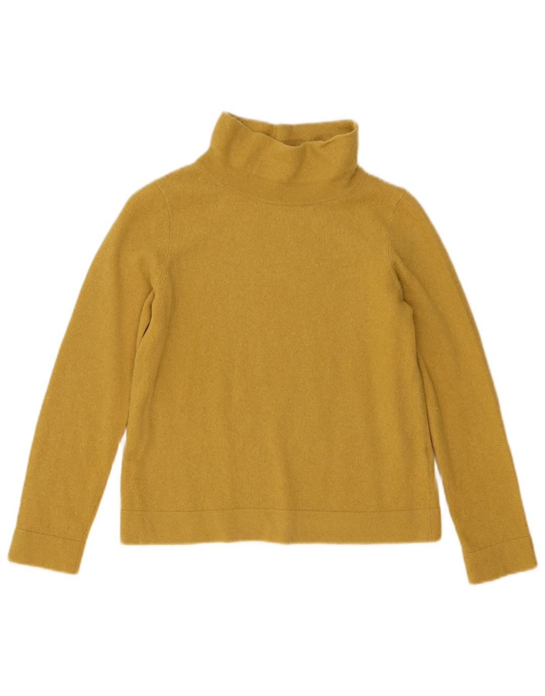 Hobbs Womens Crop Turtle Neck Sweater UK 12 Medium Yellow Wool