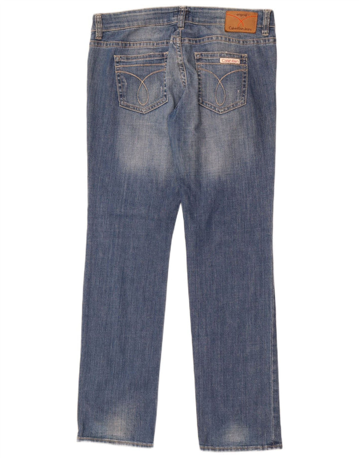 Calvin Klein Dame Distressed Straight Jeans W33 L32 Blå Bomuld