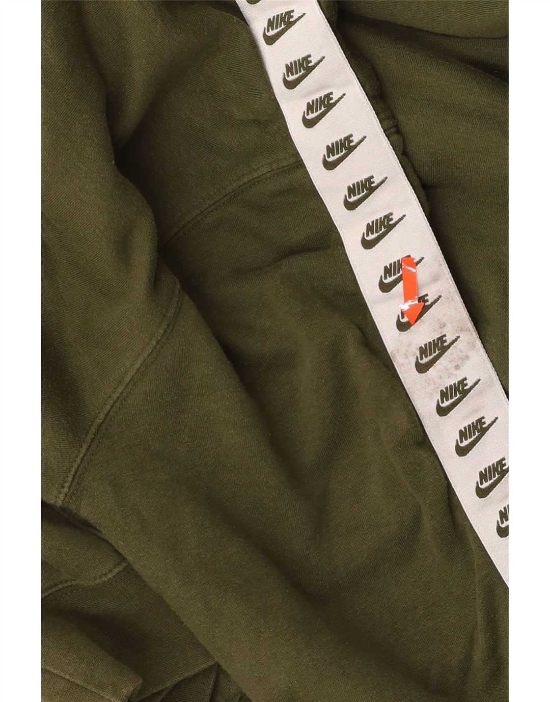 NIKE Womens Oversized Graphic Hoodie Jumper UK 14 Medium Khaki Colourblock Vintage Nike and Second-Hand Nike from Messina Hembry 