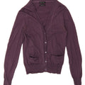 MASSIMO DUTTI Womens Crop Cardigan Sweater UK 12 Medium Purple Vintage Massimo Dutti and Second-Hand Massimo Dutti from Messina Hembry 
