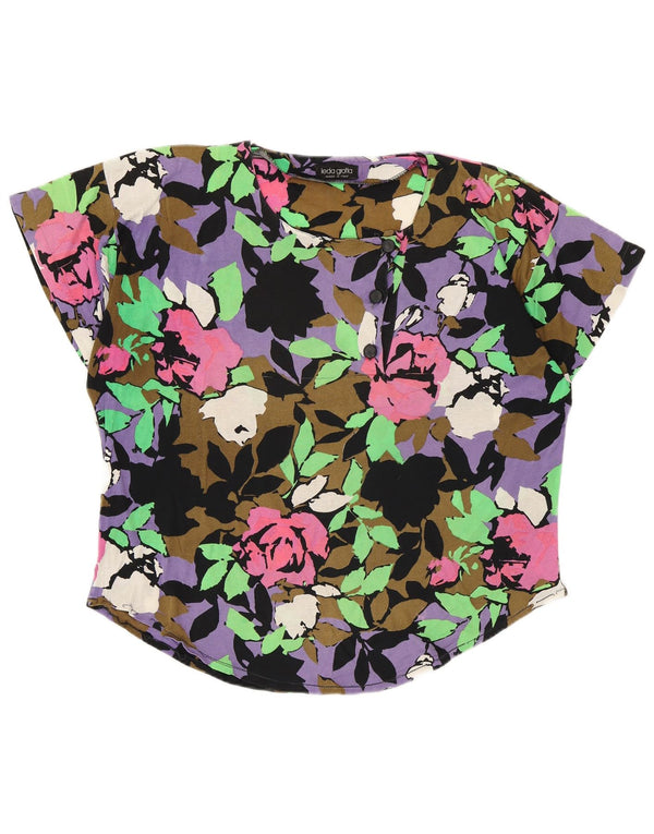 Vintage Damebluse Top UK 16 Large Multicolored Floral