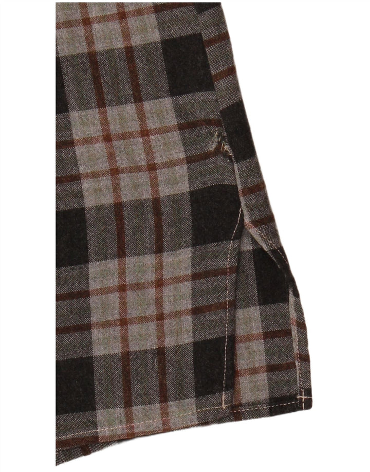 Benetton Dame Flanell Shirt UK 12 Medium Grey Check Viscose