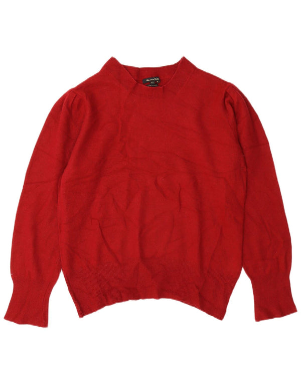 Massimo Dutti Dame Crew Neck Jumper Sweater UK 16 Large Burgundy Wool