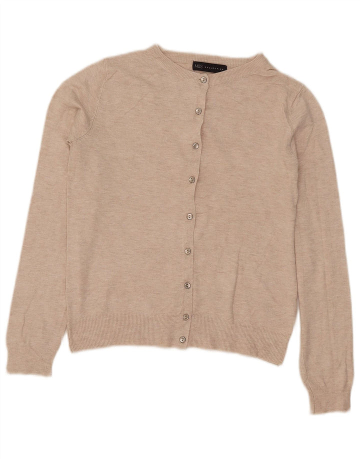 Marks & Spencer Womens Crop Cardigan Sweater UK 10 Small Beige Viscose