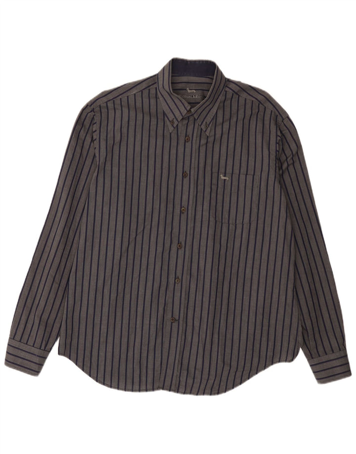 Harmont & Blaine herreskjorte 2XL gråstribet bomuld