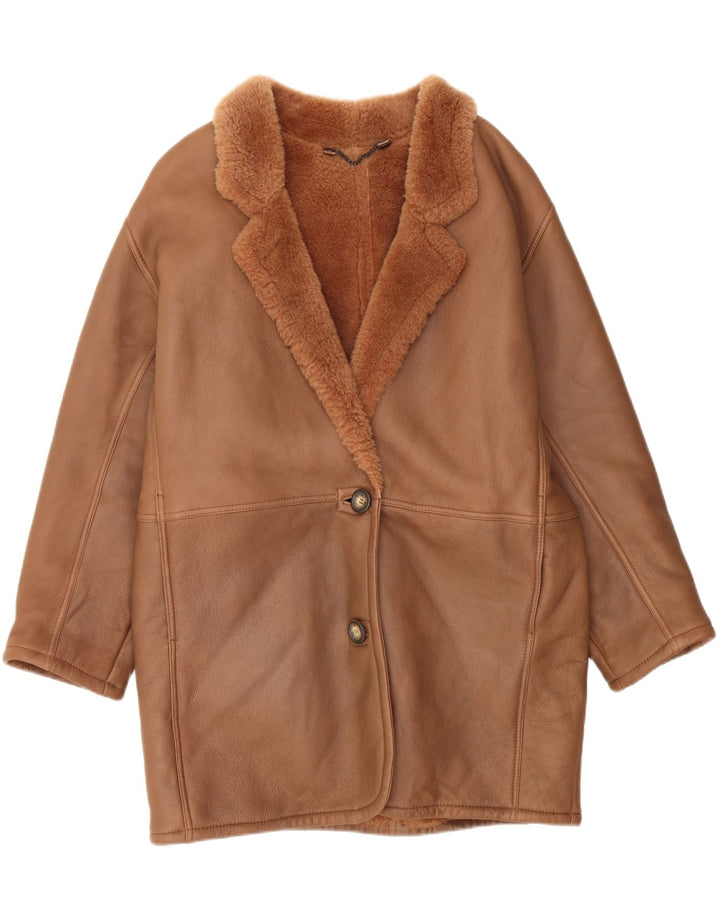 BELFE Womens Shearling Coat UK 14 Large Brown Shearling Vintage Belfe and Second-Hand Belfe from Messina Hembry 