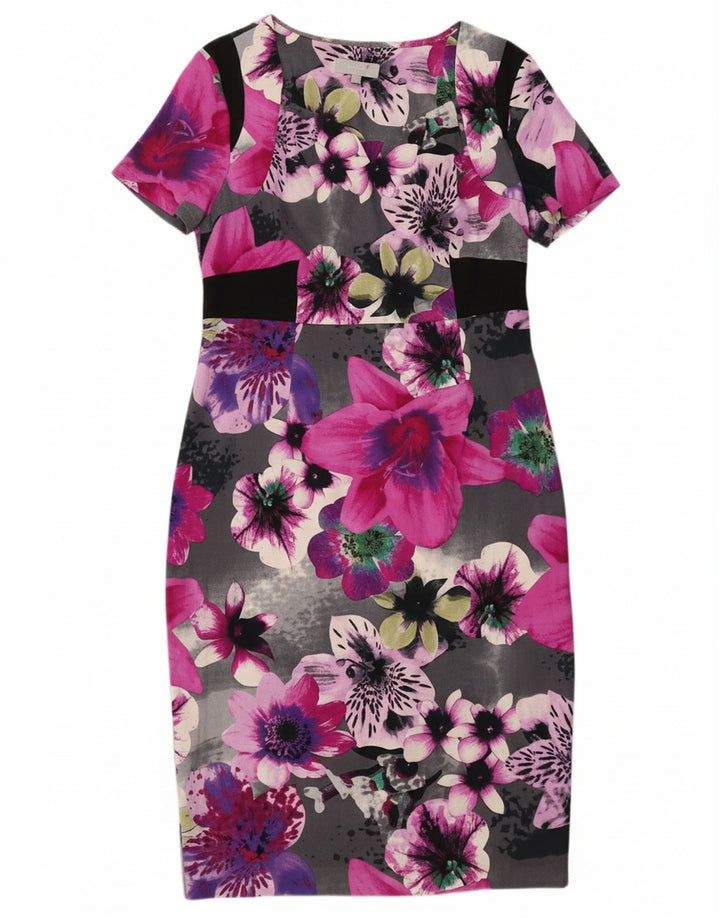 PER UNA Womens Sheath Dress UK 14 Medium Pink Floral Cotton