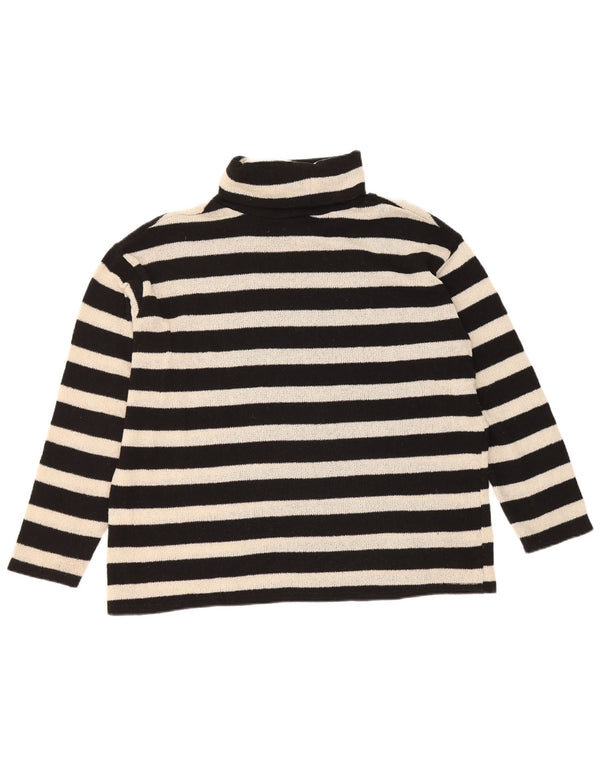 Zara Dame Oversized rullehals sweater UK 10 Lille sort stribet